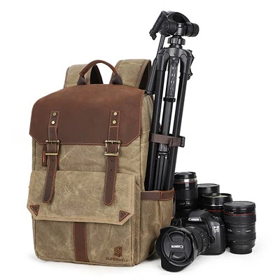 Mochila de lona para cámara de viaje